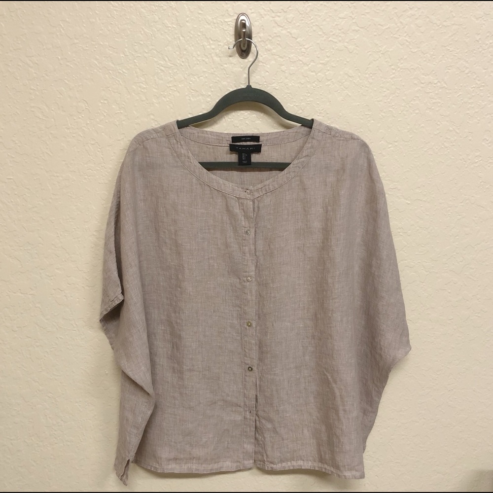 100% Linen Flowy Tahari Top